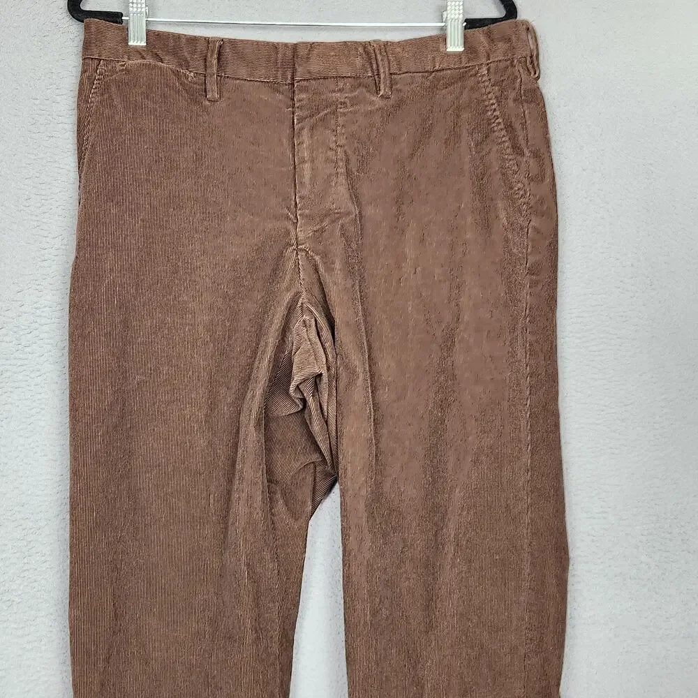 Lands End Pants Mens 35x27 Brown Corduroy Chino Classic Fit Stretch Casual